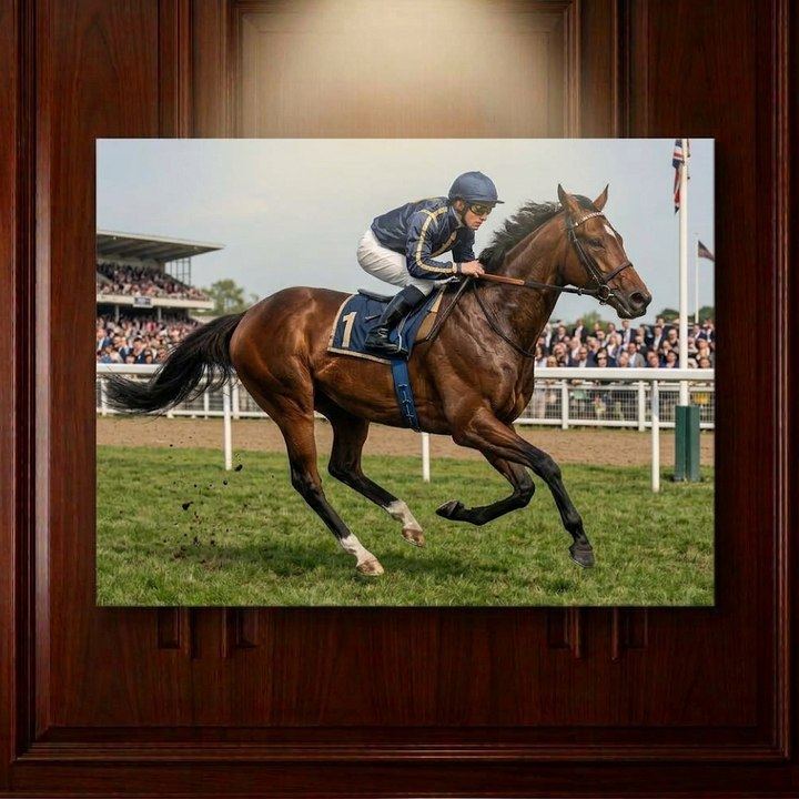 Chronos Thoroughbreds stretched canvas painting of a racehorse